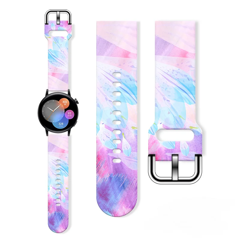 20mm Color Printed Strap for Samsung Galaxy Watch 6/5 40mm 44mm Sport Band Soft Watchband for 5Pro 45mm Replaceable Bracelet