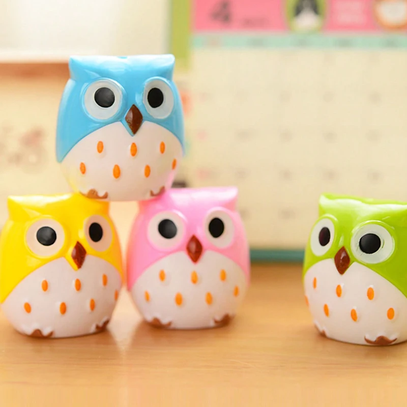 1Pc Double Hole Pencil Sharpener Creative Transparent Pen Knife Kawaii Owl Kid Student Cutting Stationery School Supplies