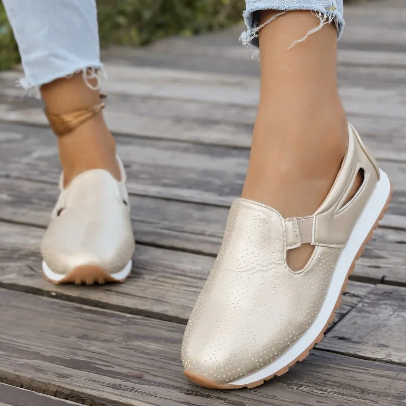 

Plus Size Sneakers Autumn New Round Toe Deep Mouth Cutout Breathable Soft Sole Low Heel Single