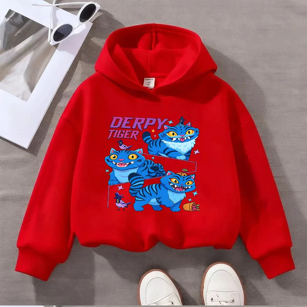 سويت شيرت للأطفال لطيف أزرق نمر كارتوني طباعة كم طويل بلوفر طفل بنين بنات كاجوال 2-8 سنوات