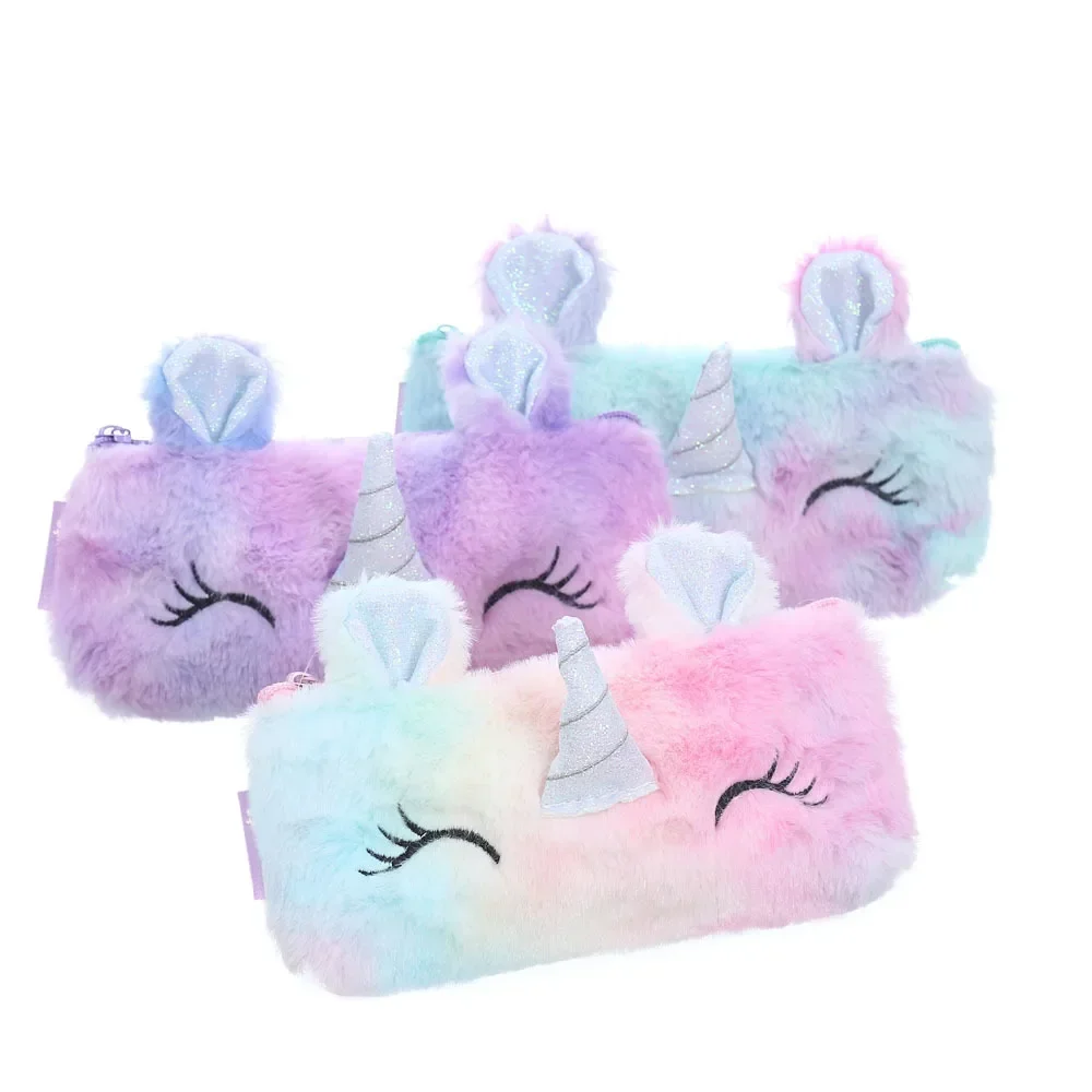 

1pcs Plush Unicorn Cute Pencil Case Licorne for Trousse Astuccio Canvas Scolaire School Kawaii Girls Estuche Para Lpices