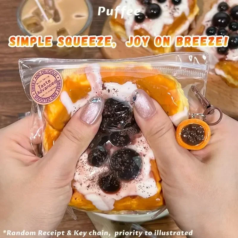 Prawdziwa Brązowa Cukrowa Perła Kwadratowy Tost Gniotek Antystresowy dla Dzieci Dorosłych Kremowy Miękki Relaks Antystresowy Prezent do Ściskania