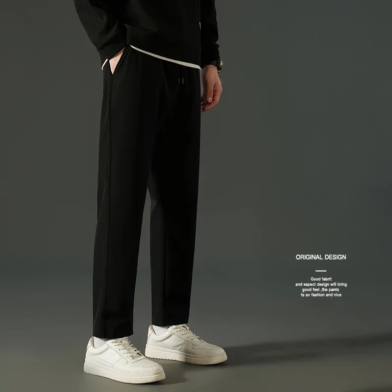 【Free Shipping】7XL 8xl Oversized Men's Casual Pants Spring Autumn Fashion Handsome Straight Slim Solid Color Simple Trousers