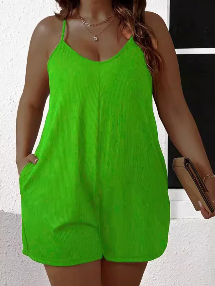 Women's Summer Sleeveless Jumpsuit with Adjustable Straps Green Jumpsuit Shorts Plus Size Sexy and Elegant Jumpsuit for Women