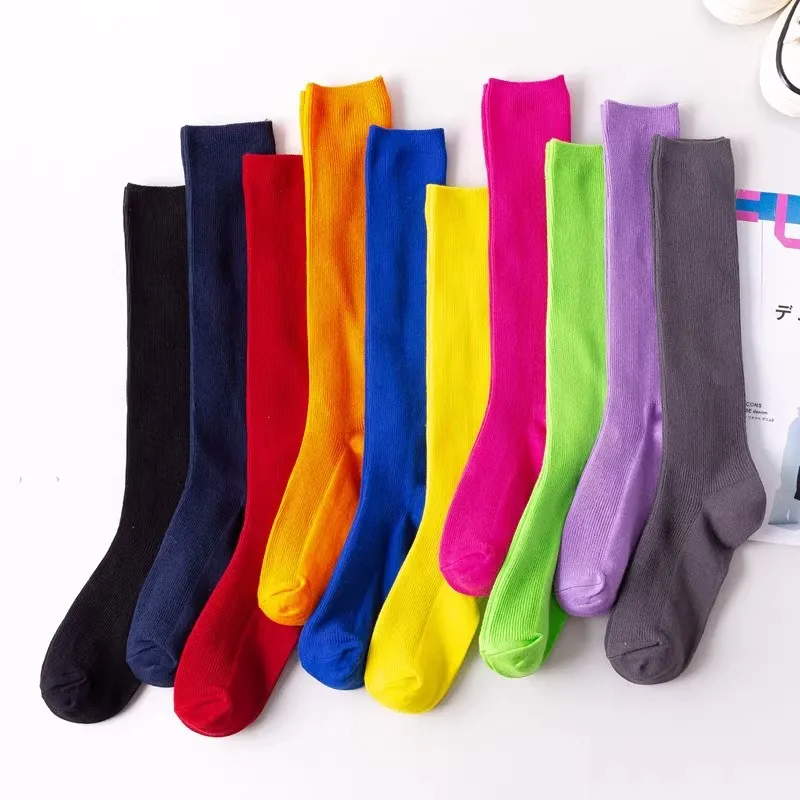 Women\'s Stockings 2023 New Fashion Japanese Style Plain Long Socks For Women High Quality Breathable Cotton Knee High Socks Lady