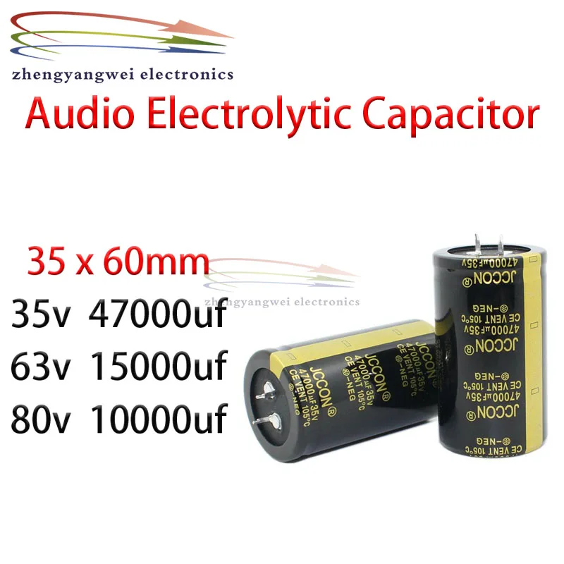 1pcs 35x60mm 35v 47000uf 63v 15000uf 80v 10000uf black Audio Electrolytic Capacitor For Hifi Amplifier Low