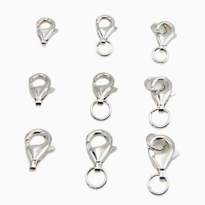 Genuine 925 Sterling Silver Lobster Fechos, Real Sólido, Primavera, Ganchos, Garra, Fazer Jóias, Colar, Pulseira, Achados, 2Pcs