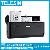 TELESIN For GoPro Hero 12 11 10 9 Endurence Battery 3 Slots TF Card Battery Charger Box 1750 mAh Battery Storage Charger Case