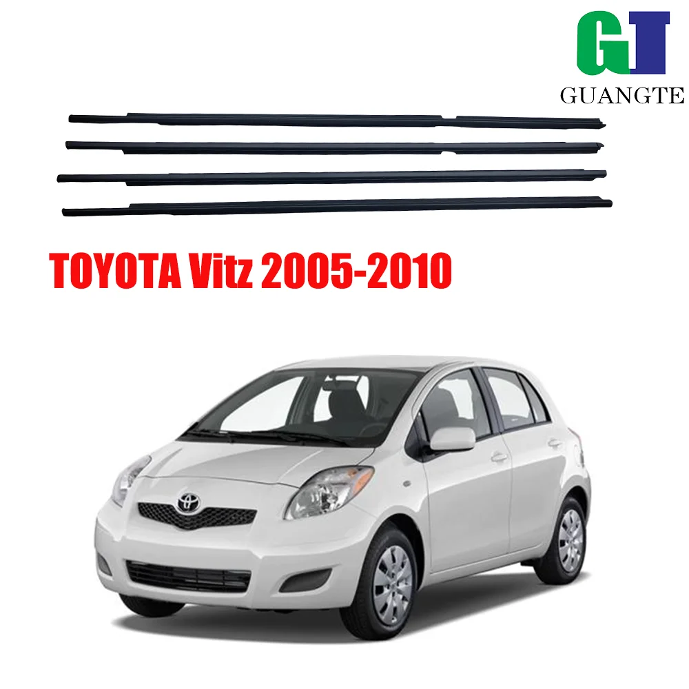 4 Pcs Outer Door Glass Weatherstrip Moulding Compatible with Yaris 2005-2011 Vitz 2005-2010 68160-52110 68210-52110