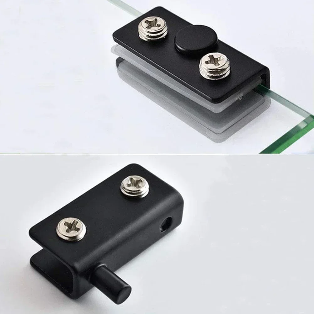 1 Pair Glass Door Pivot Hinges Clamp Stainless Steel Rotating Shaft Wine Cabinet Rotating Hinges Clip Furniture Hardware