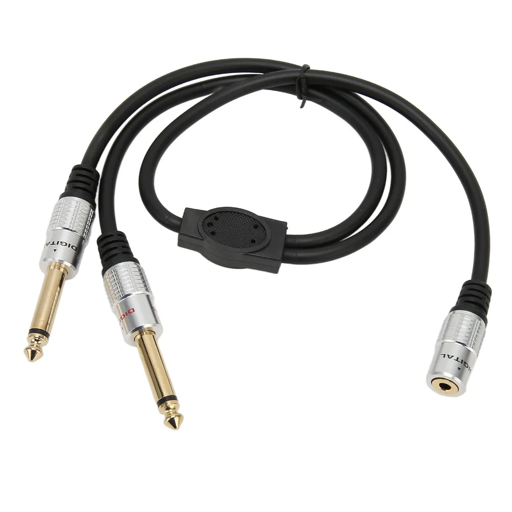 Gold Plated 1/8 Inch to 1/4 Stereo Splitter Y Cable 19.7in 3.5mm Female to Dual 6.35mm Male Dual Channel to Mono Dual Output