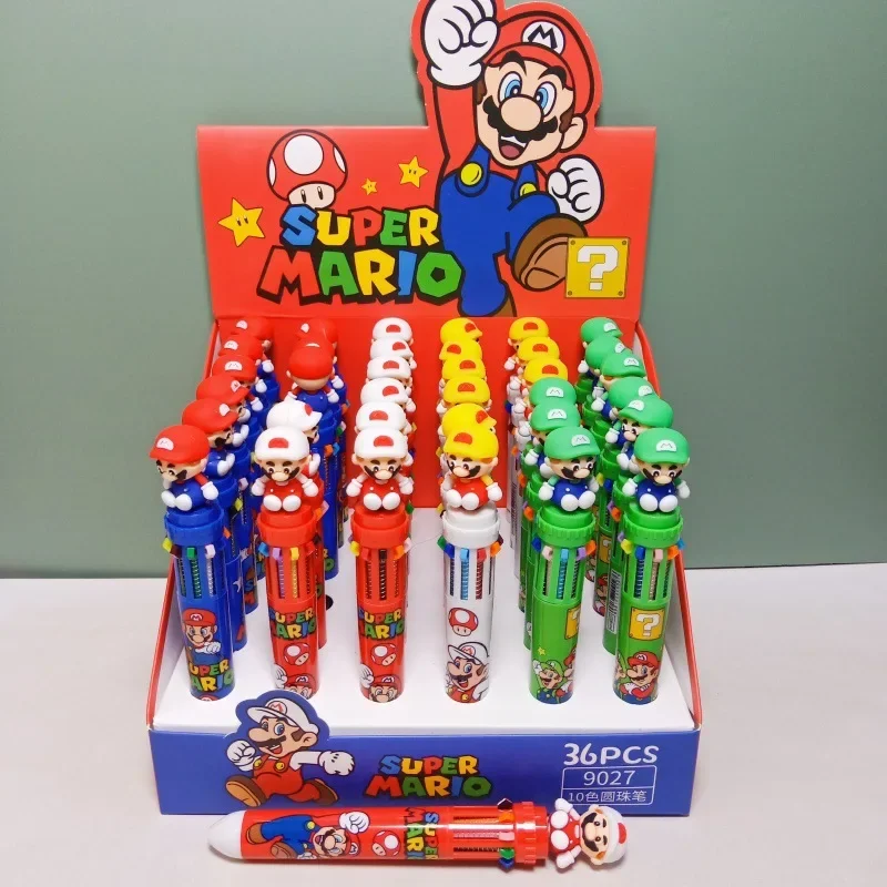 Bolígrafo de Gel de Super Mario de 0,5mm, papelería escolar bonita de 10 colores, suministros de oficina, regalo de regreso a la escuela