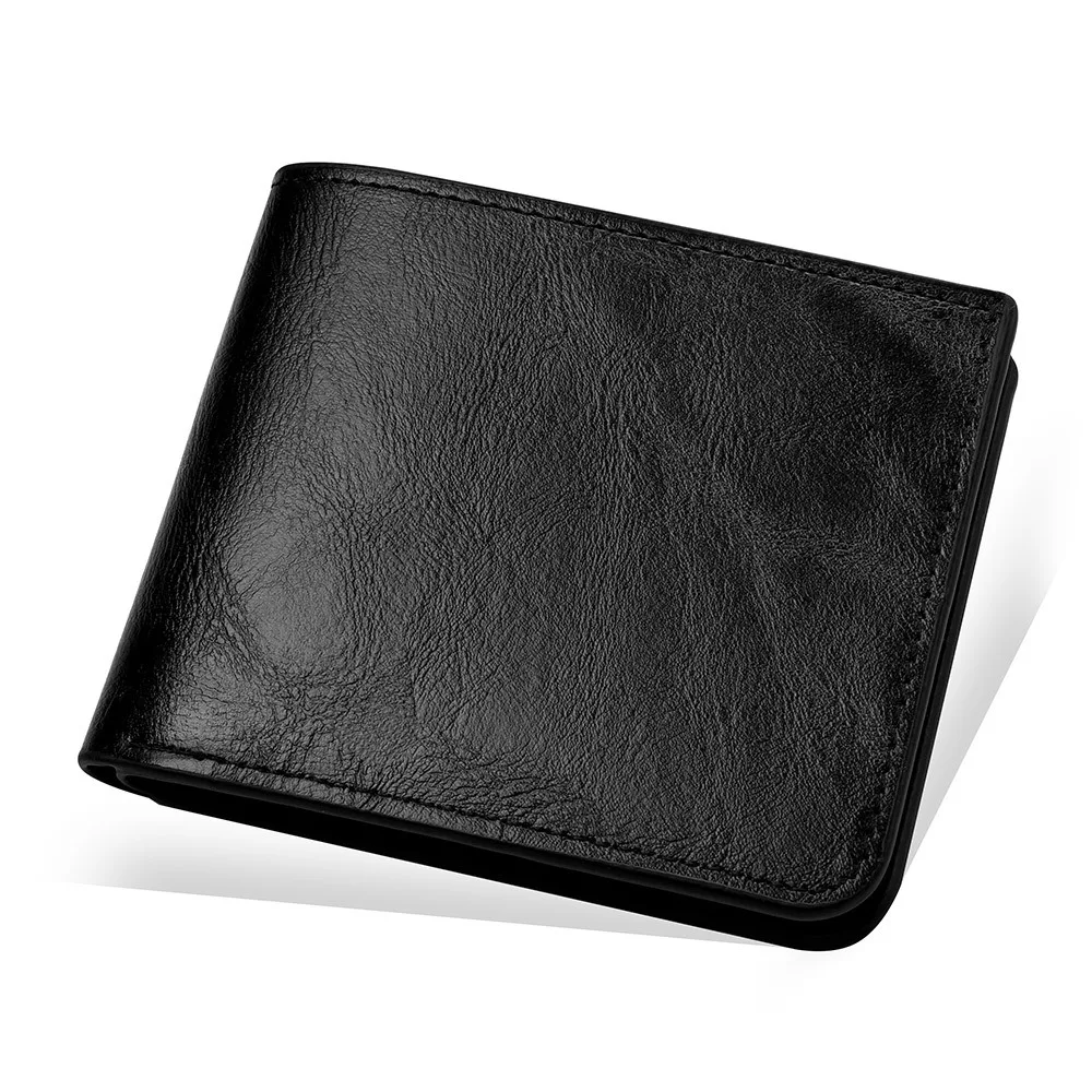 

Minimalist PU Leather Men's Short Wallet Two-fold Large Capacity Multiple Pockets Black Coffee Retro Coin Purse Men Women