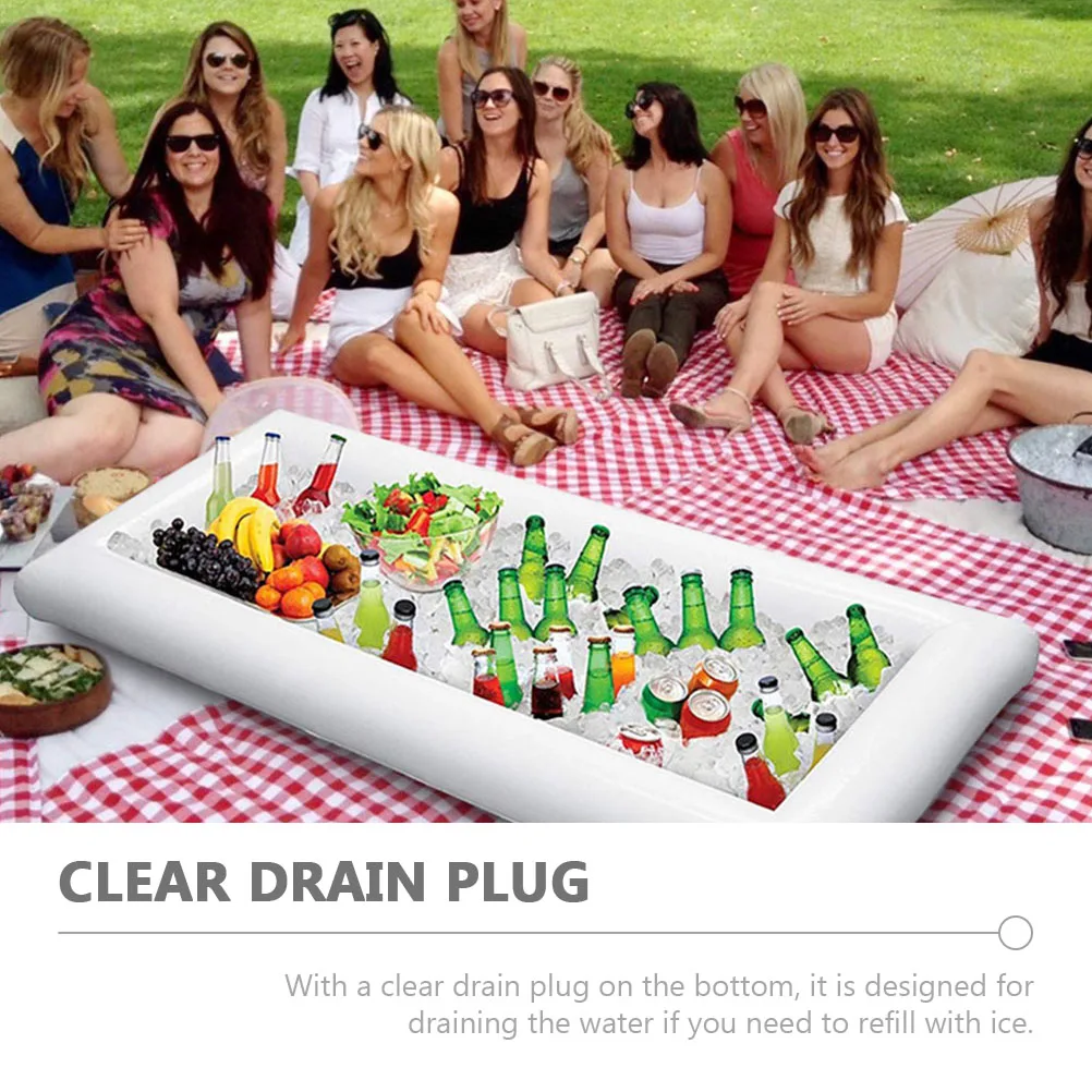 

1pc Inflatable Ice Bucket Premium PVC Foldable Portable Pool Party KTV Bar Lightweight Drain Plug Beach Hawaiian Luau Event Use