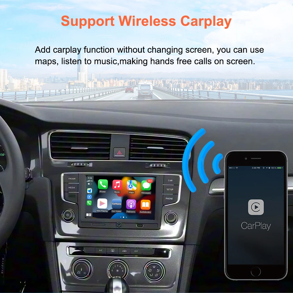 Bonroad Kabelloses Carplay Android Auto Modul Airplay AutoLink Mirror für VW Volkswagen MIB MIB2 Golf 7 Polo Passat B8 Tiguan Box – Detail 5