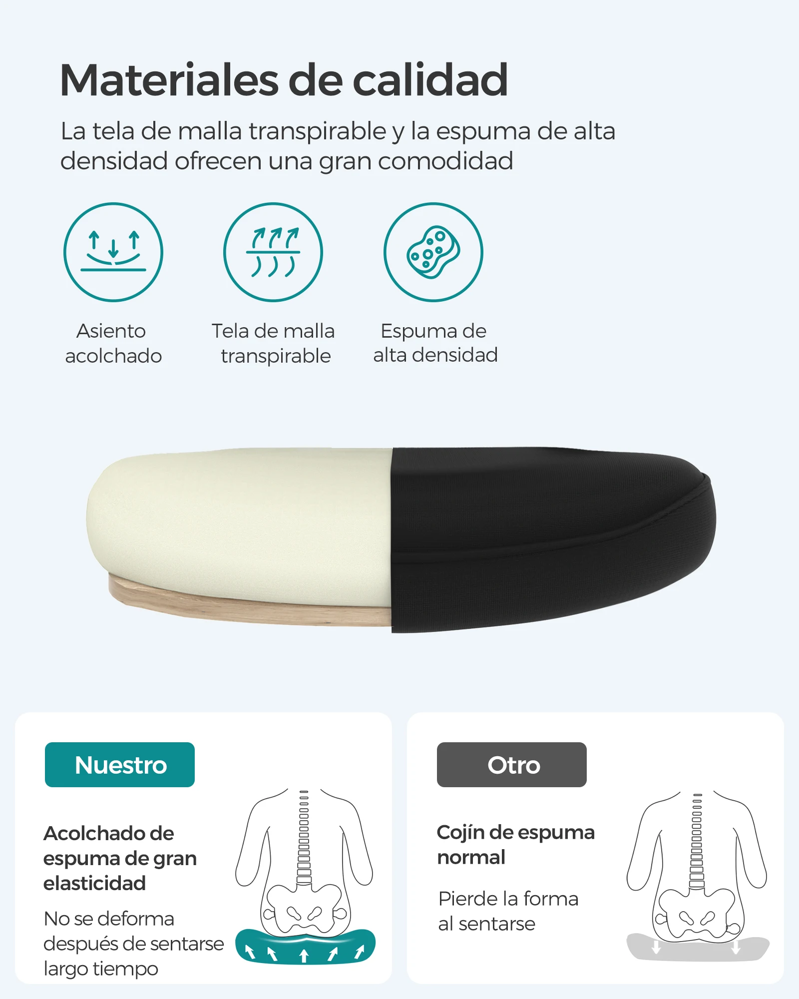 كرسي مكتب شبكي من SONGMICS ، كرسي كمبيوتر مريح ، دعامة أسفل الظهر ، مقعد هزاز ، 53 عرض مساند ذراع قابلة للطي #3