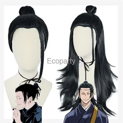 Anime Wig Jujutsu Kaisen Cosplay Wigs Suguru Geto Kenjaku Black Hair High Temperature Synthetic Party Wig  + Wig Cap