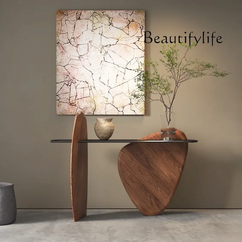 

yj15 Nordic paint entrance table solid wood walnut color entrance hall cabinet table simple decoration table