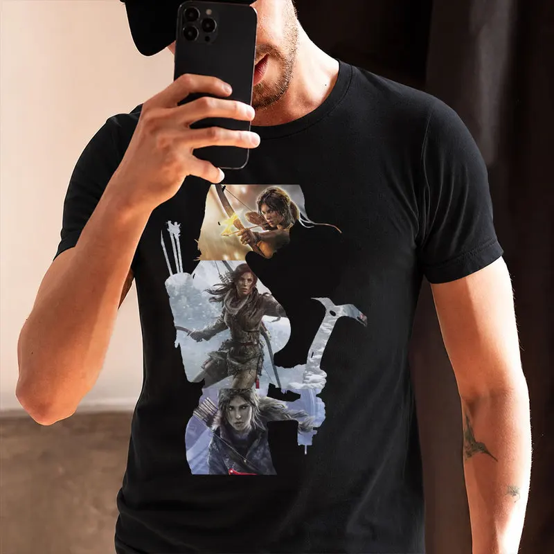 80s Retro Video game Tomb Raider Lara Croft Gift t shirt for gamer 0715 O-Neck Short Sleeve Graphic Clothes US Size S-6XL