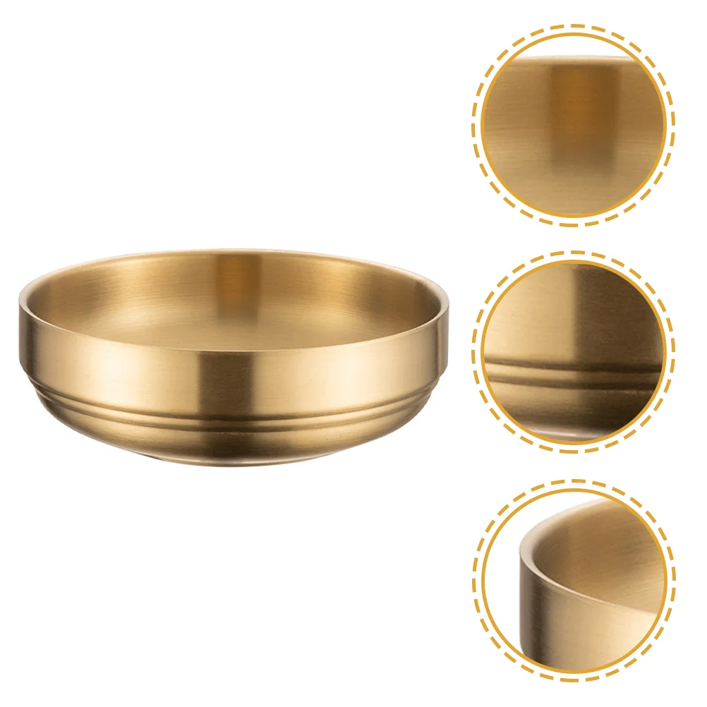 Dessert Trays Stainless Steel Cold Noodle Bowl Sauce Serving Dish Condiment Plates Round Holders Golden Vinegar Dishes