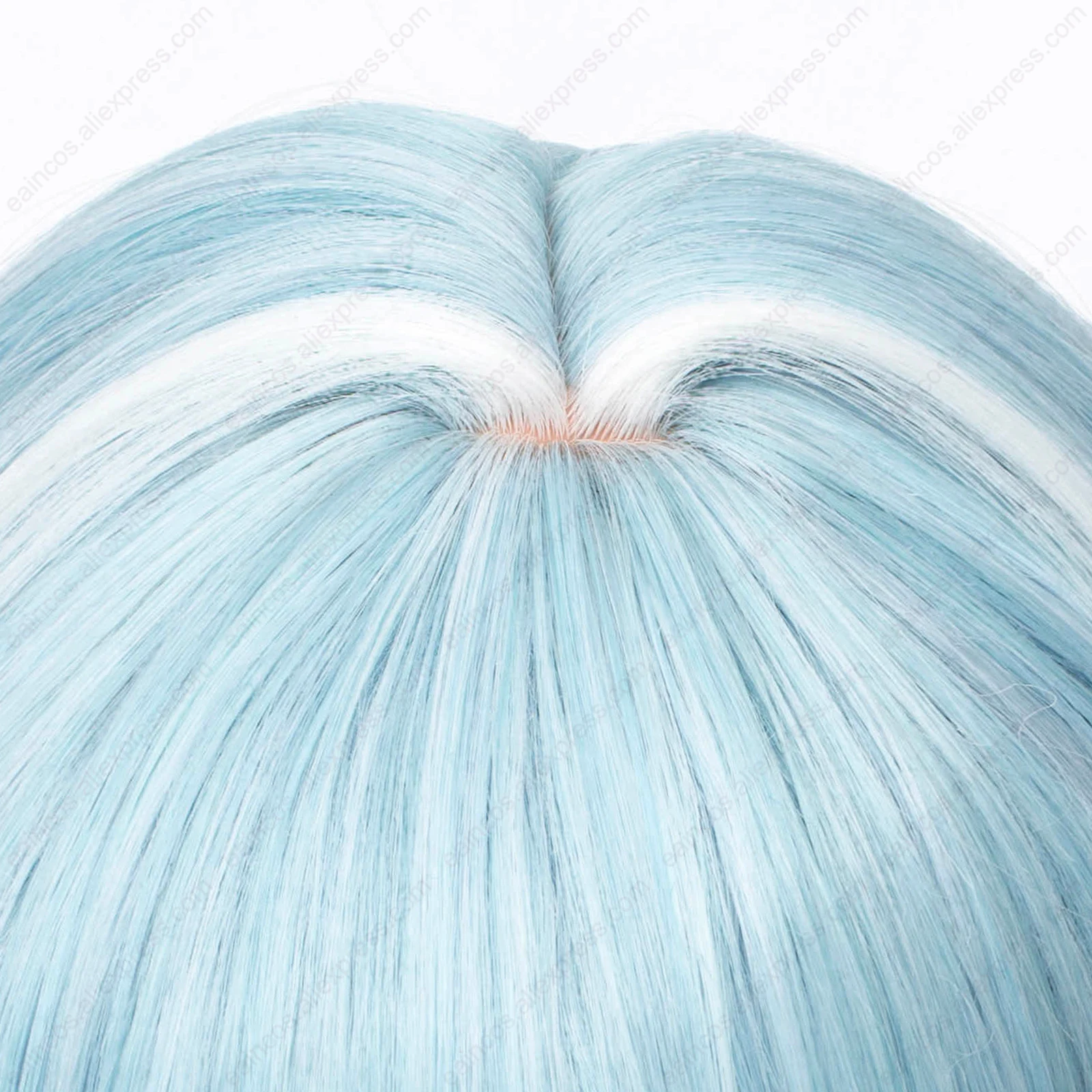 Eula Wig Cosplay 48cm, Wig Anime warna campur Panjang tahan panas sintetik