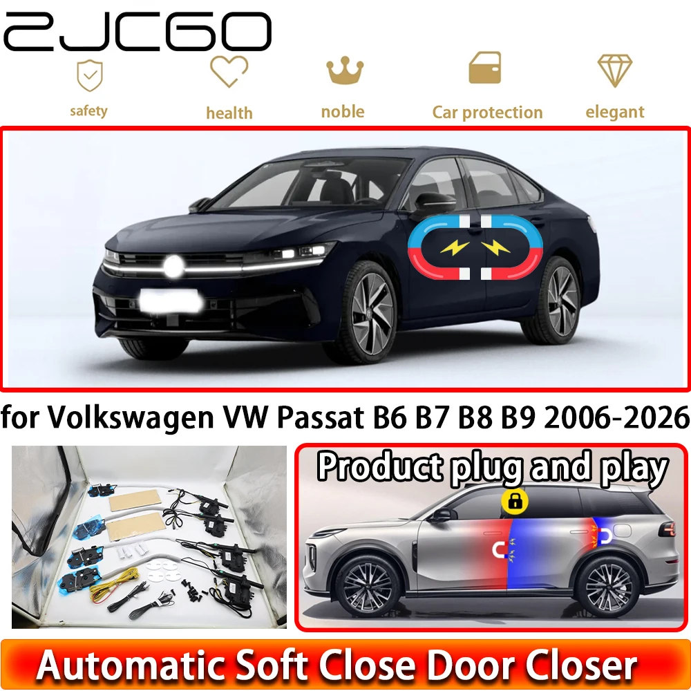 

ZJCGO for Volkswagen VW Passat B6 B7 B8 B9 2006-2026 Soft Close Door Kit Power Closing Latch System Auto Pull Door Easy Close