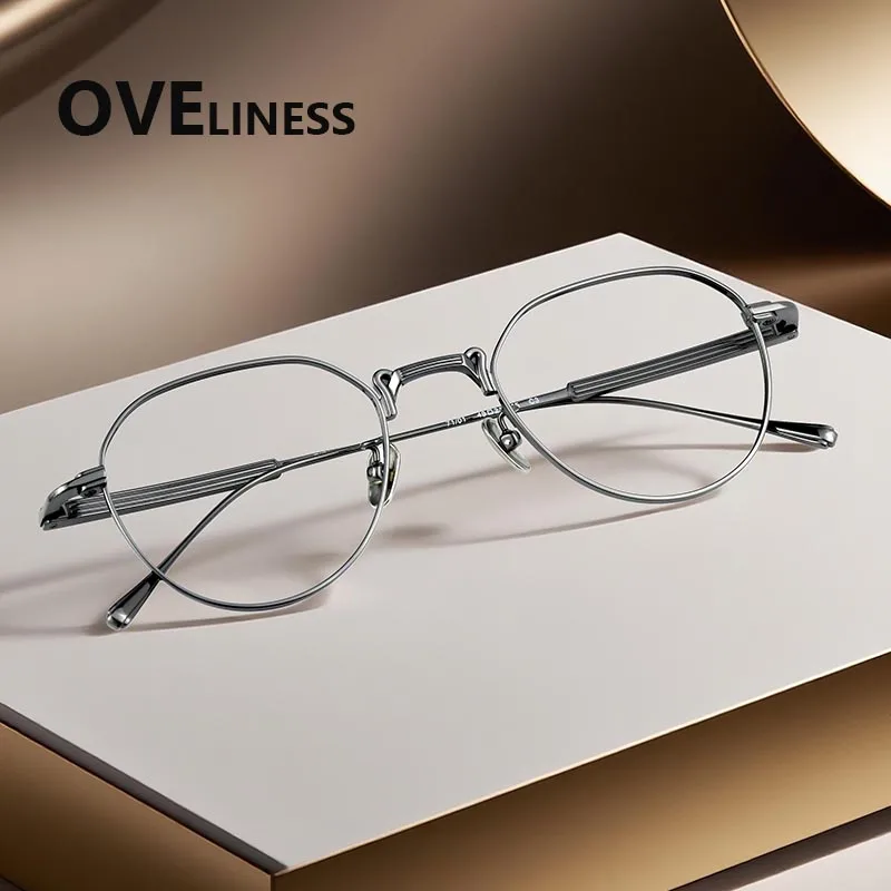 

2026 Pure Titanium Glasses Frame Men Brand Design Vintage Round Eyeglasses frames Women Japanese UIltralight Eyewear Spectacles