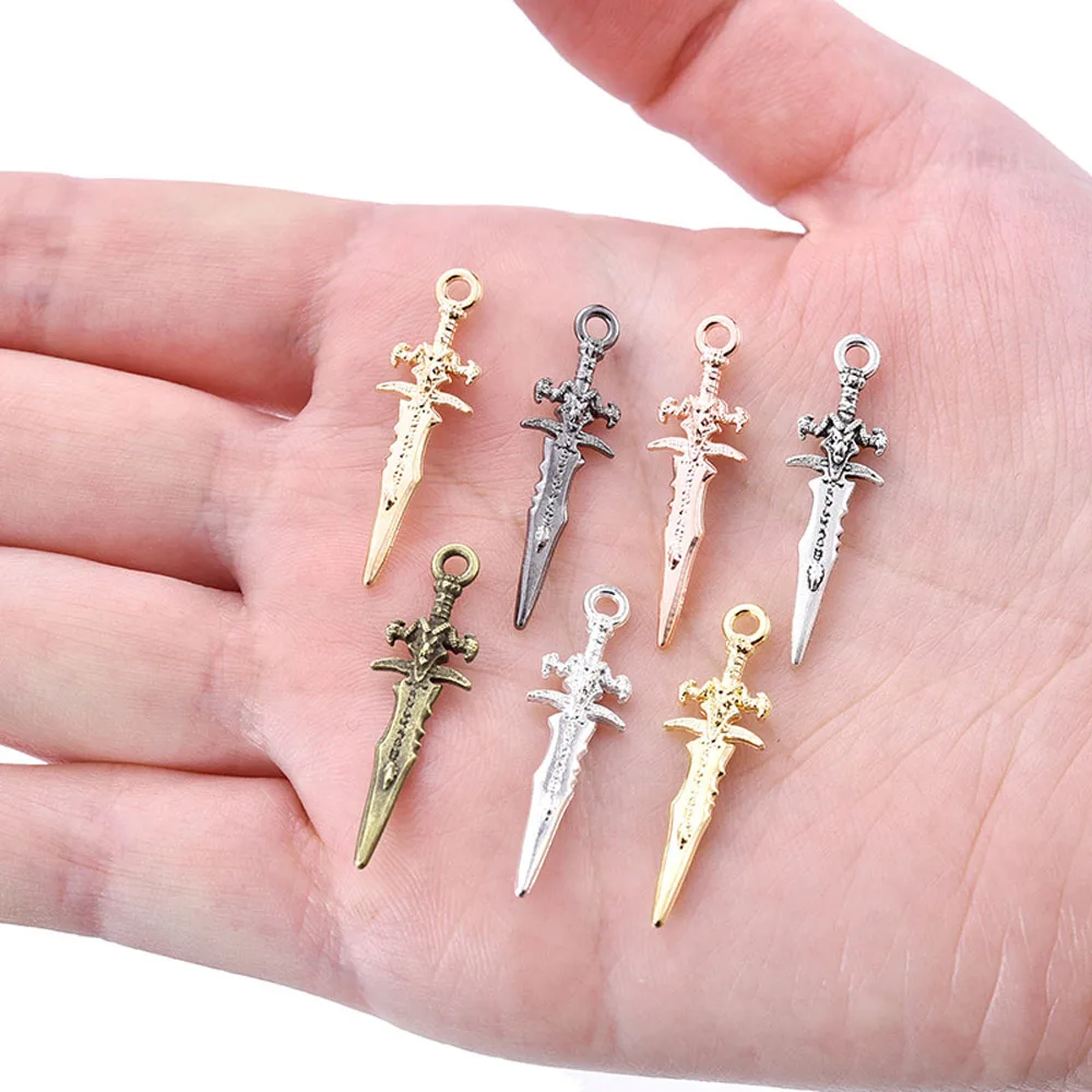 20pcs Punk Silver Knife Sword Nail Art Charm 3D Alloy Weapon Sword Knife Nail Decoration DIY Gothic Style Nail Accessories