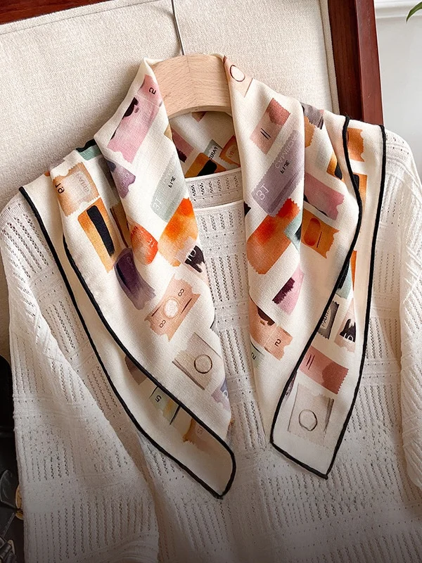 秋冬新ファッショナブルな多用途暖かいシルクウールスカーフ女性ハイエンド軽量高級シルクウールスクエアスカーフショール