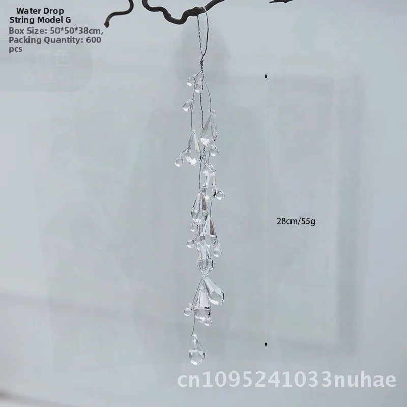 

Transparent Acrylic Snowflake & Pearl Water Drop Chandelier Christmas Tree Decorations Hanging Pendants Modern Minimalist Light