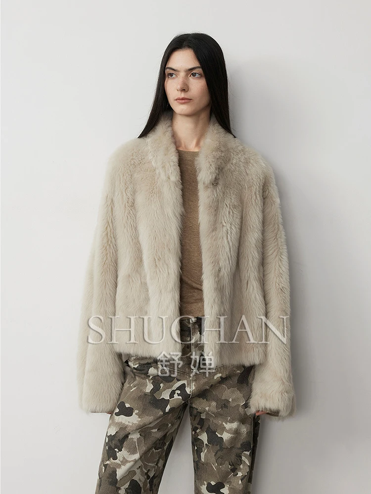 New Quiet Luxury Stand Collar Tuscan Double-faced Fur Winter Warm Casaco Feminino  Fur Coat Women Fur Jacket