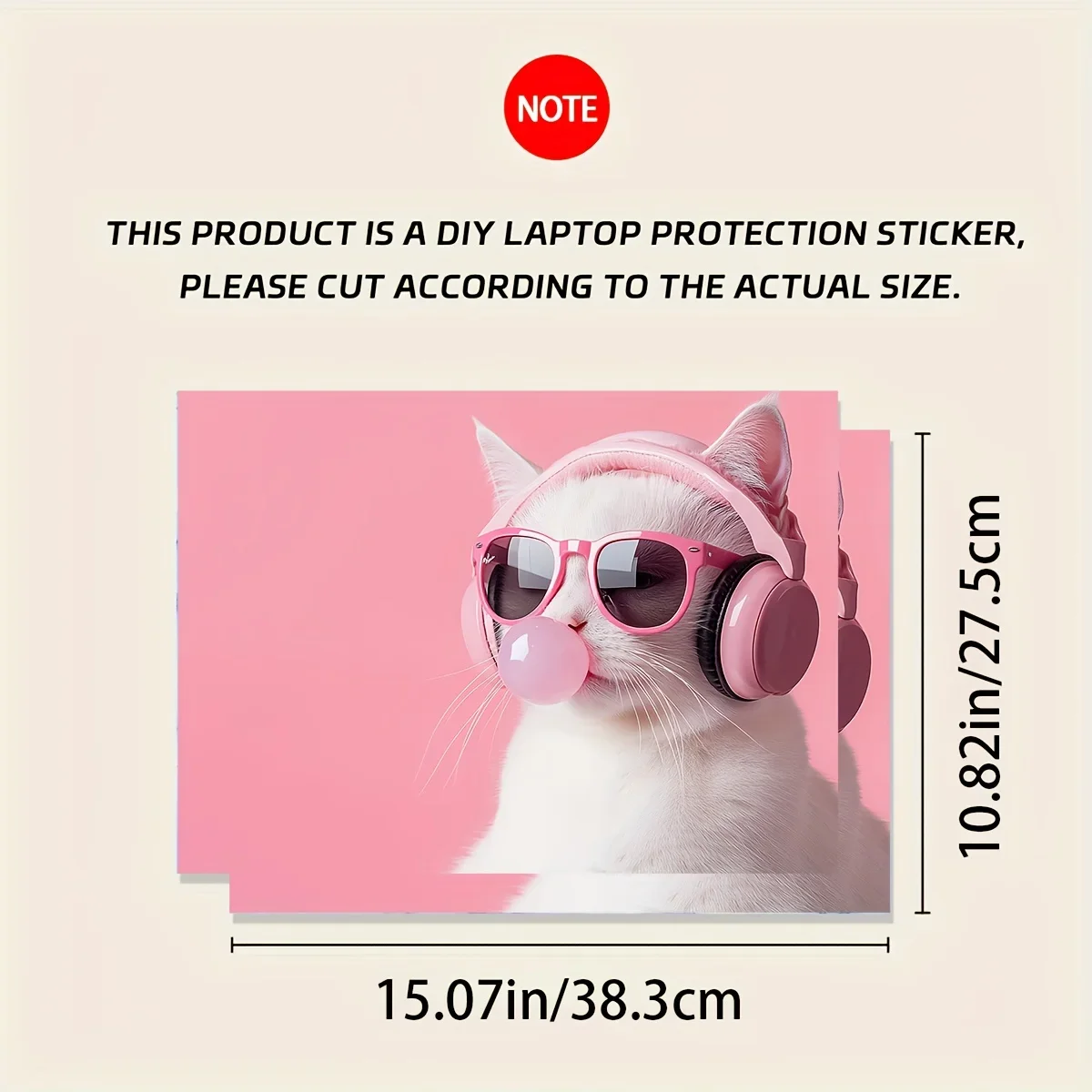 Vinyl Cute Cat Laptop Case Sticker, 2pcs/Set, Scratch Resistant DIY Art Case, Universal Netbook Skin Sticker