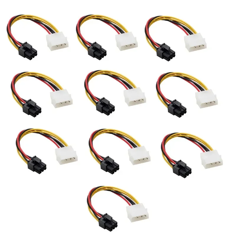 Lot 10PCS Banggood 4 Pin Molex to 6 Pin PCI-Express PCIE Video Card Power Converter Adapter Cable PC Computer Accessories