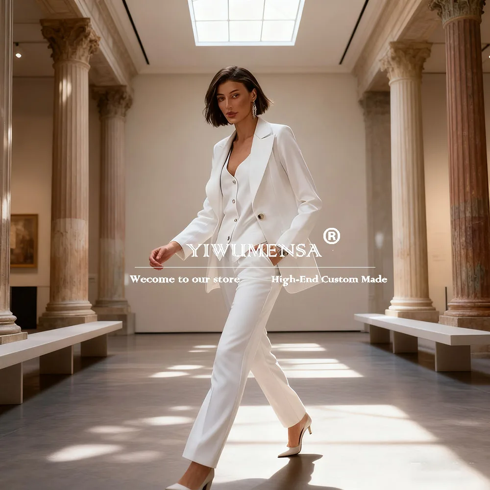 

Элегантный костюм для женщин, однобортный пиджак, индивидуальный комплект из 3 предметов, куртка, жилет, брюки, женские деловые смокинги, женское платье