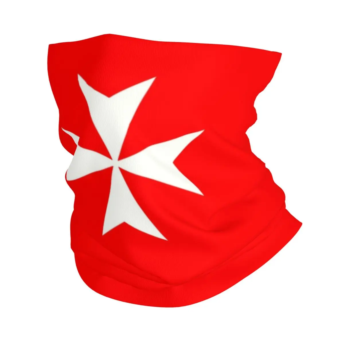 Custom Maltese Cross Flag Bandana Winter Neck Warmer Women Windproof Wrap Face Scarf for Hiking Amalfi Cross Gaiter Headband