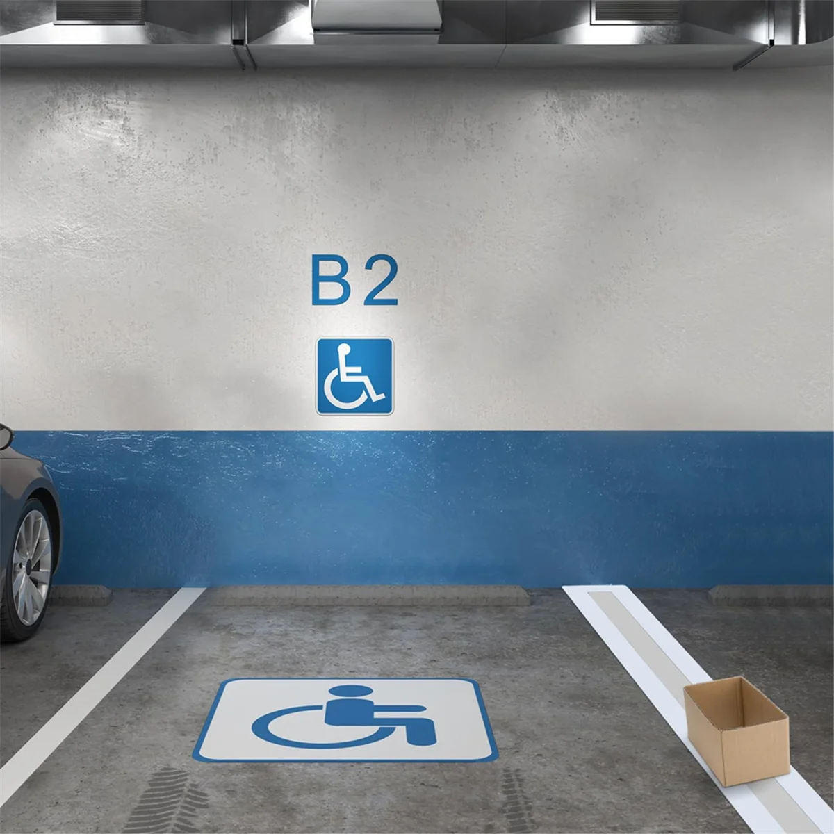 Plantilla de línea de estacionamiento Y31A, plantilla de plantilla de línea reutilizable plegable con caja de papel para estacionamiento y líneas de pavimento, 1 Uds.