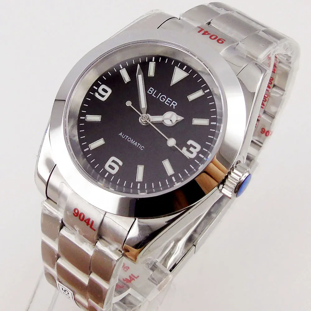 BLIGER 36Mm/39Mm Màu Đen Xanh Lá Xanh Dương Mặt Kính Sapphire Tự Động Nam Đồng Hồ Đeo Tay NH35A Miyota8215 PT5000 Phong Trào Xanh dạ Quang