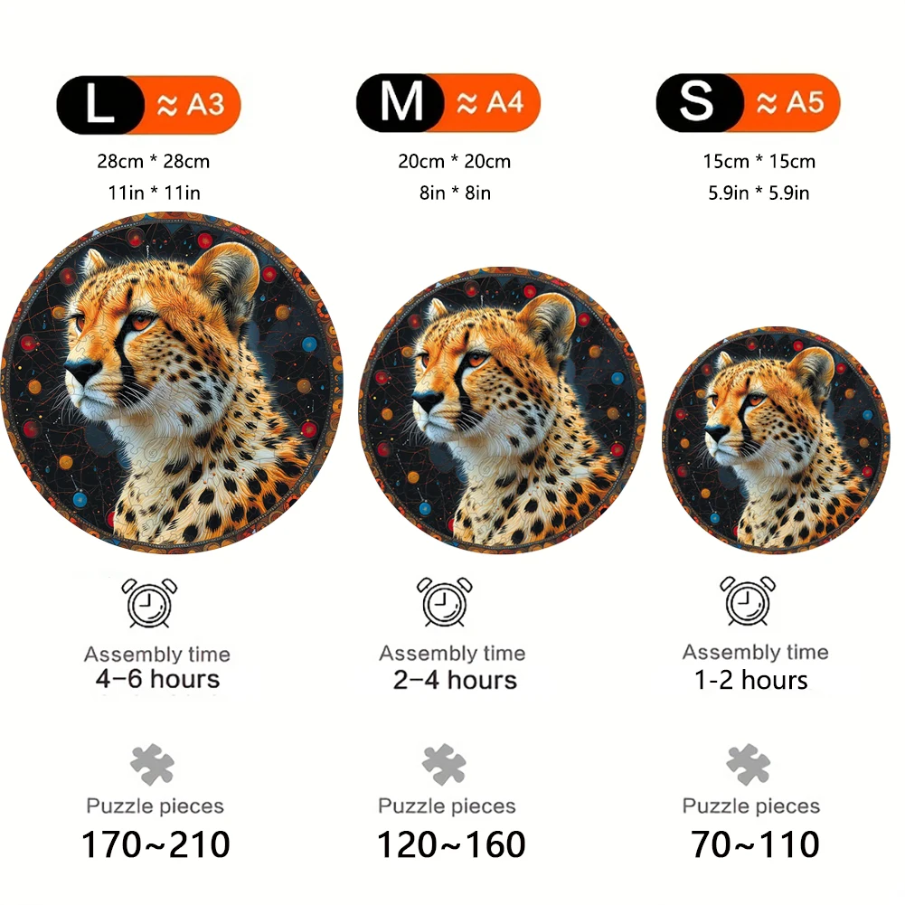 Cheetah Wooden Puzzle Animals Wood Montessori Educational Toys Children Animal Wooden Puzzles Assembling Model Kit Brain Trainer