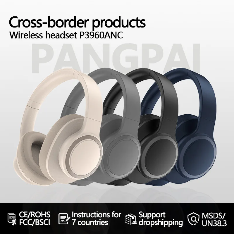 Bluetooth 5.4 Wireless Headphones Over Ear Active Noise Cancelling Hifi Stereo Music Deep Bass Lightweight Design For Travel Off