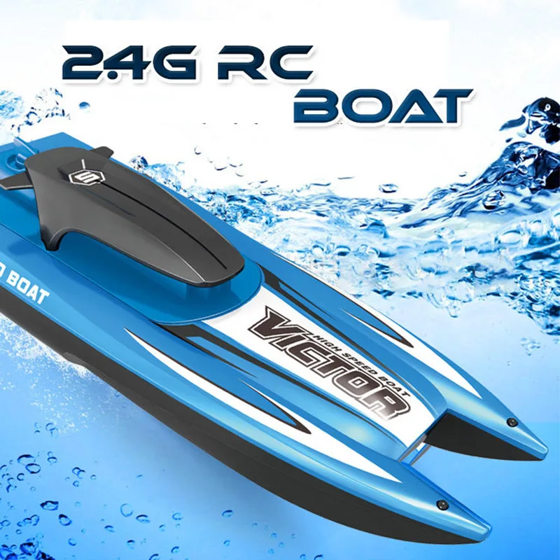 4CH 2.4G Racing Speedboat Maximum Speed 15M/H High Speed RC Boat Anti Overturning Hull Design Electronic Runabout for Boys Girls