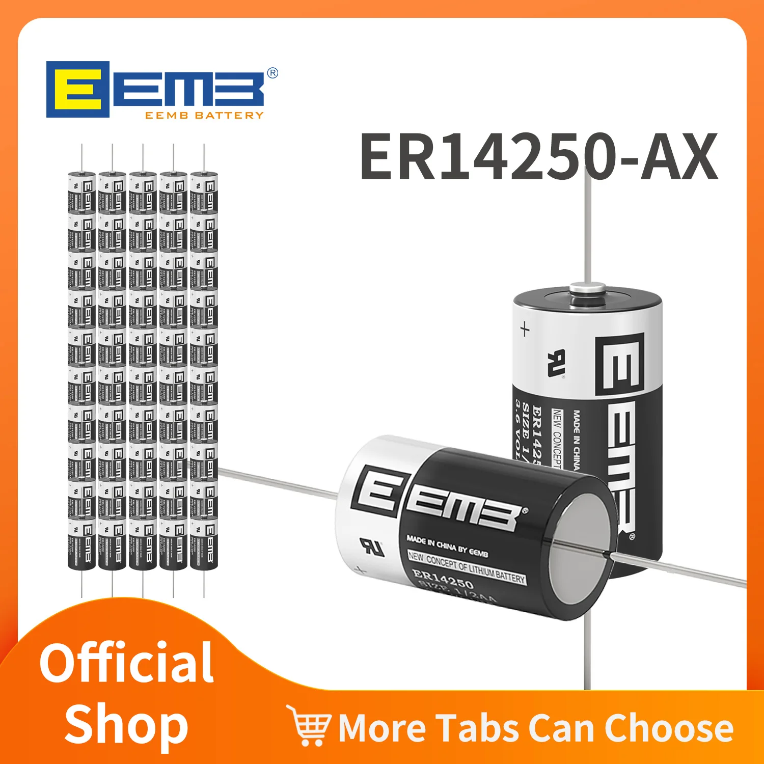 1~50PCS EEMB ER14250-AX 3.6V 1/2 AA Battery with AX Pin Lithium Battery 14250 1200mAh Batteries Non rechargeable