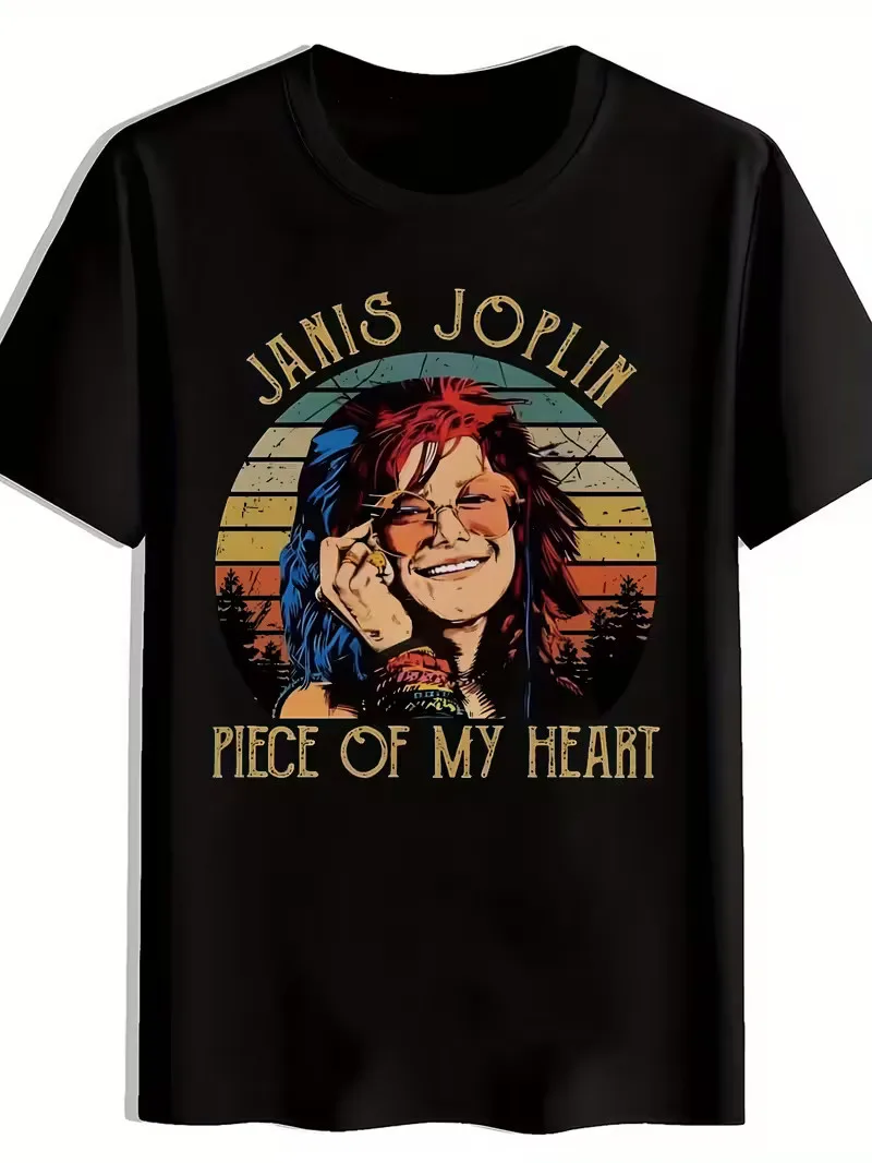 Camiseta gráfica retro de banda de rock para hombre con diseño de Janis Joplin Piece of My Heart