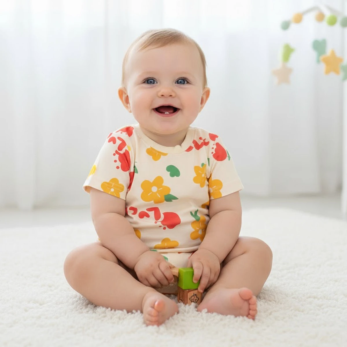 Sanlutoz Cotton Summer Baby Bodysuits Short Sleeve Newborn Girls Printing Onesies Cute