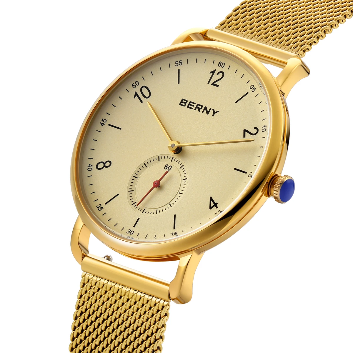 BERNY Golden Men Watch Quartz Wristwatch for Men Simple Casual Men\'s Fashion Watch