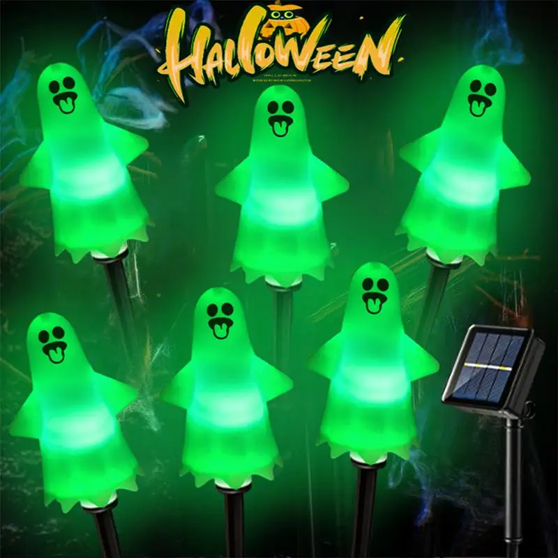 2024 Halloween Solar Ghost Pathway Lights LED Ghost Stake Lamp Halloween Decorations for outdoor Garden courtyard terrace lawn