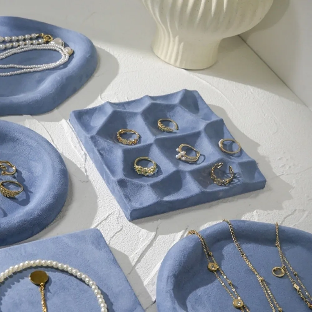 Cloth Jewelry Storage Tray Light Luxury Elegant Ring Earrings Display Plate INS Simple Jewelry Shop Counter Accessory Women