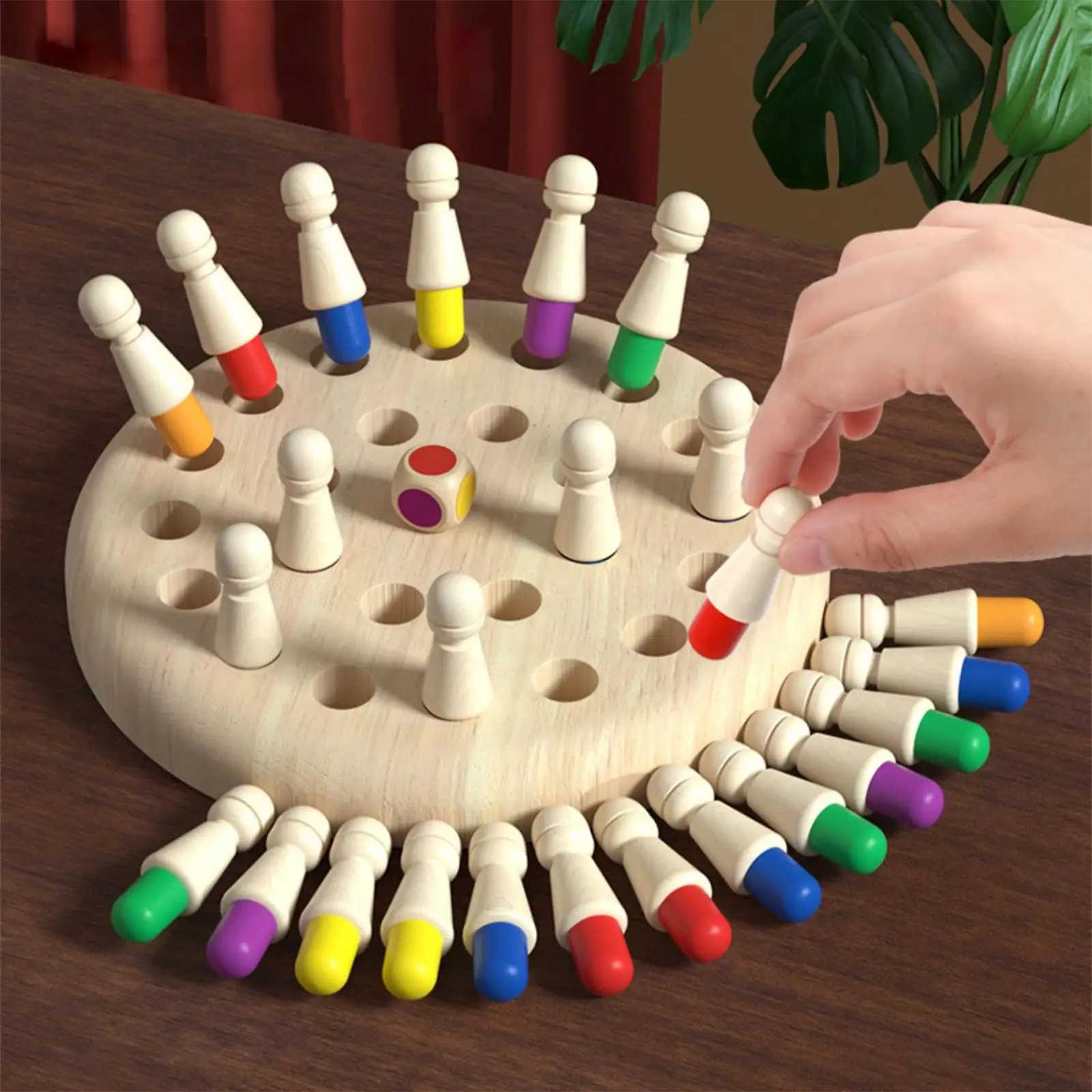 Gioco di memoria in legno per bambini, gioco di scacchi a colori divertente, puzzle da tavolo, giocattolo educativo, abilità cognitive, giocattoli di apprendimento per bambini
