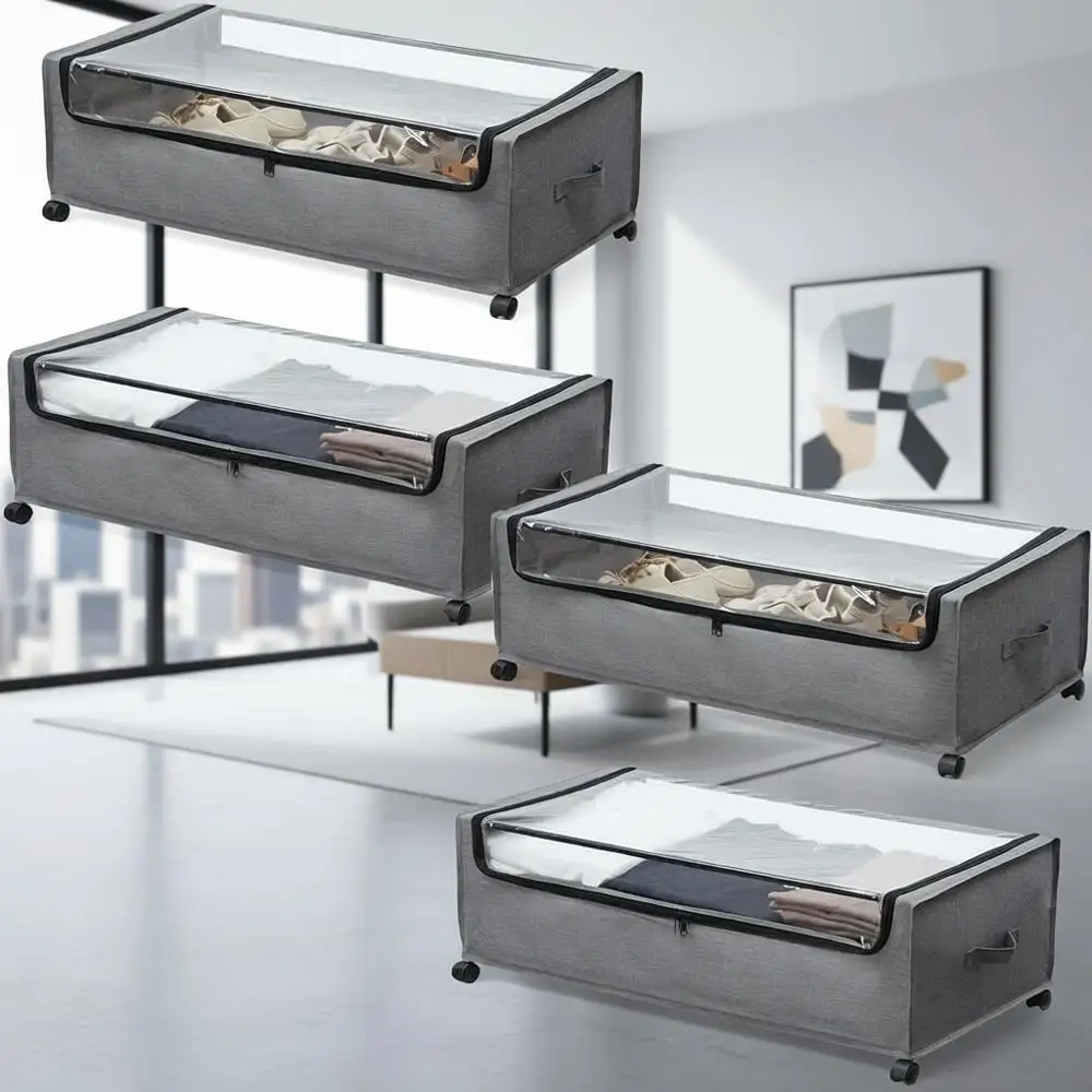 

Extra Large Rolling Underbed Storage Bins with Locks, Heavy Duty, 90L Capacity