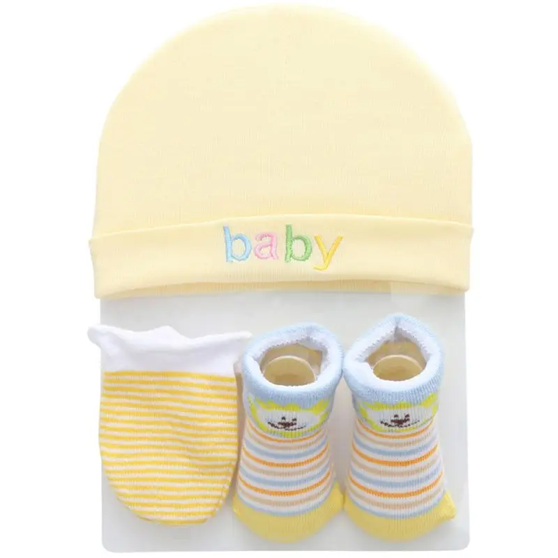 Autumn Winter Baby Hat and Mittens Girl Boy Cap Socks Comfy Infant Hat & Gloves Cotton Toddler Newborn Baby Accessorise For 0-3