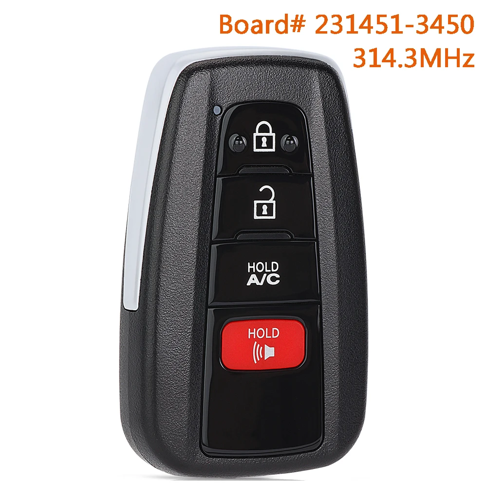 KEYECU 231451-3450 Smart-Fernbedienungsschlüssel für Toyota Prius Prime 2019 2020 2021 2022 HYQ14FLA 314,3 MHz 4 Tasten